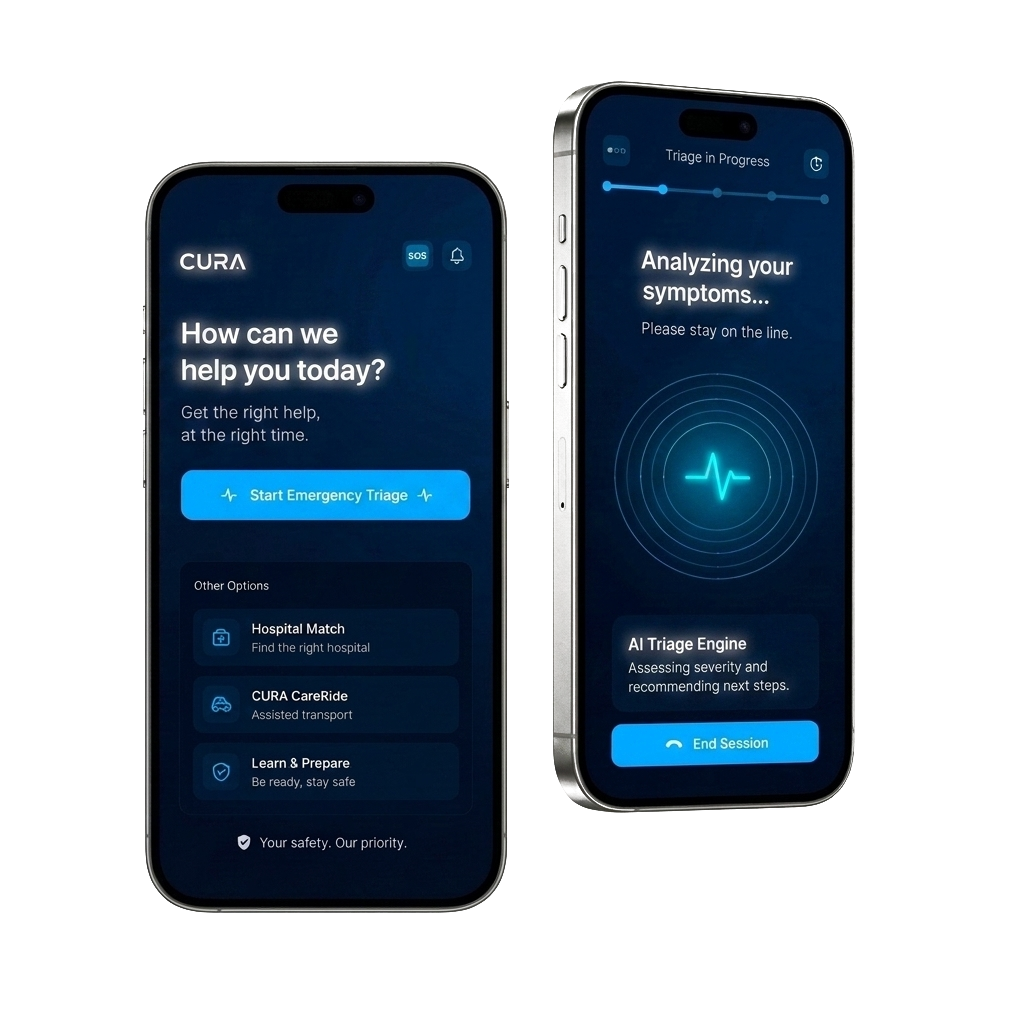 Cura Healthcare AI App Interface Mockup